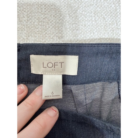 Ann Taylor Loft Denim Pencil Skirt Dark Indigo Blue Cotton Stretch Size 6 - Picture 3 of 9